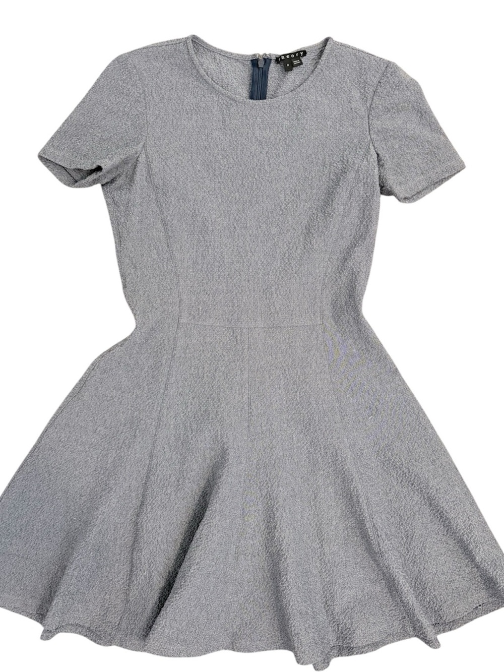 Theory Albita blue gray  Textured Fit-and-Flare Dress - Women